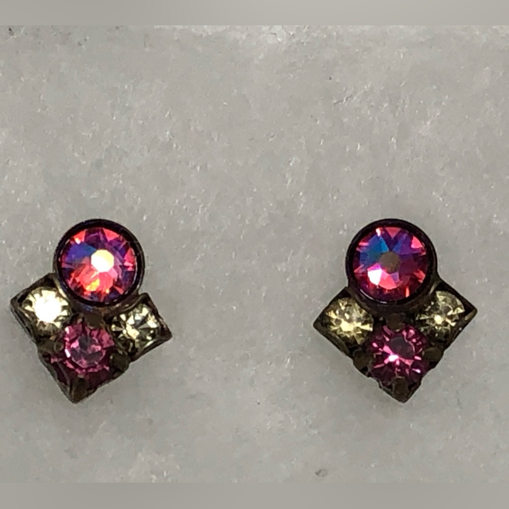Vintage Sorrelli Multi-Colored Crystal Stones Earrings.